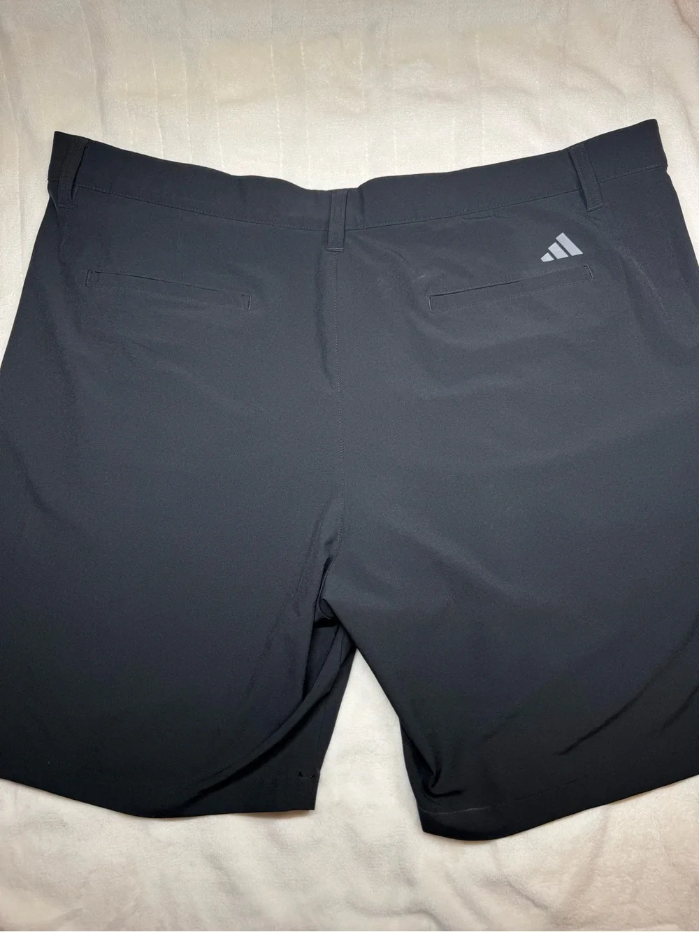 adidas Black Flat-Front Golf Shorts with Reflective Logo